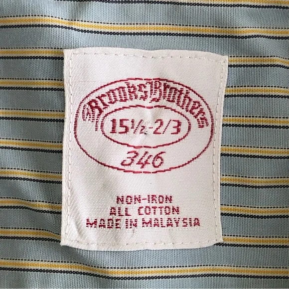 BROOKS BROTHERS 346 Men Striped Long Sleeve Button up Shirt Sz 15 1/2-2/3 - Picture 4 of 10